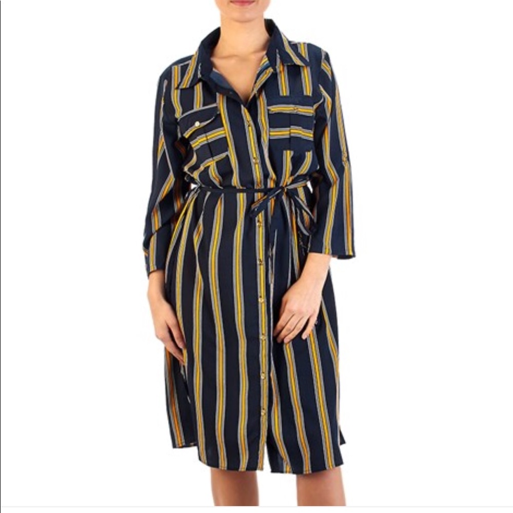 Roll Tab Button Front Belted Shirt&Dress n34
